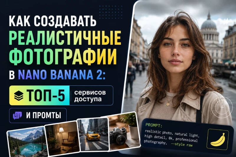 Как создавать реалистичные фотографии в Nano Banana 2: ТОП-5 сервисов доступа и промты